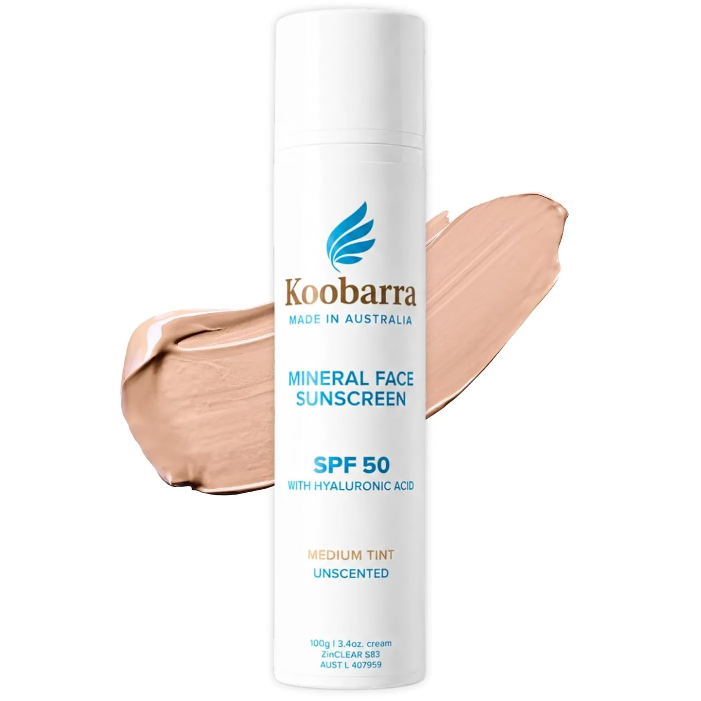 Koobarra Mineral Face Sunscreen SPF 50, Medium tint